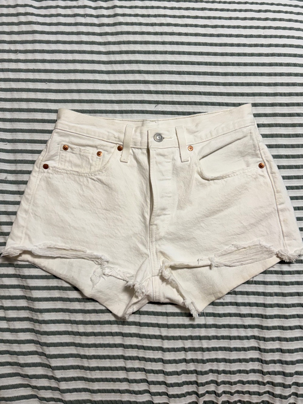 Levi's White Distressed Women's Denim Shorts